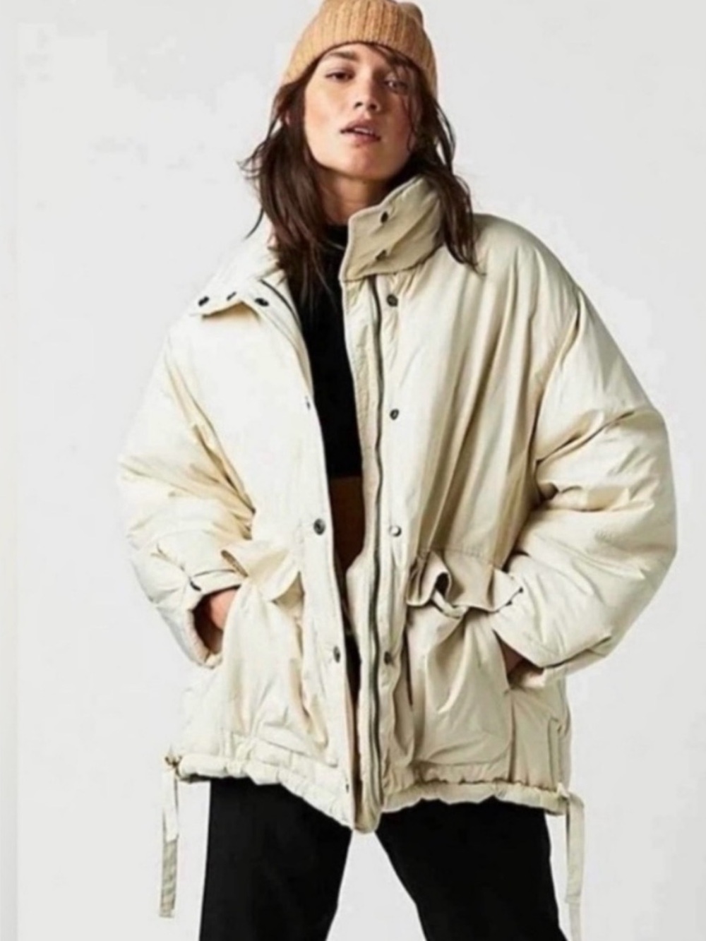We The Free Oversized Cream Puffer Jacket